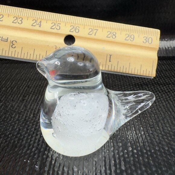 Hand Blown Small Bird Figurine Clear White Center With Bubbles Glass Figure VTG - Picture 3 of 10